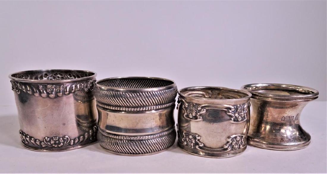 (4) Sterling Silver Napkin Rings: all around 1 in.