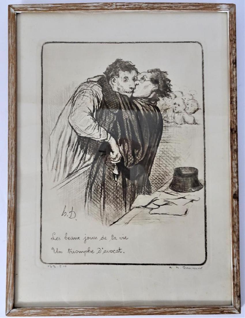 Honore Daumier 19th C Lithograph: Overall: 15 1/4 x 11 1/4 in. Sight: 14 1/2 x 10 1/4 in. Signed in pencil lower right corner. Numbered 122/800 lower left corner. Un Triomphe d' Advocat.
