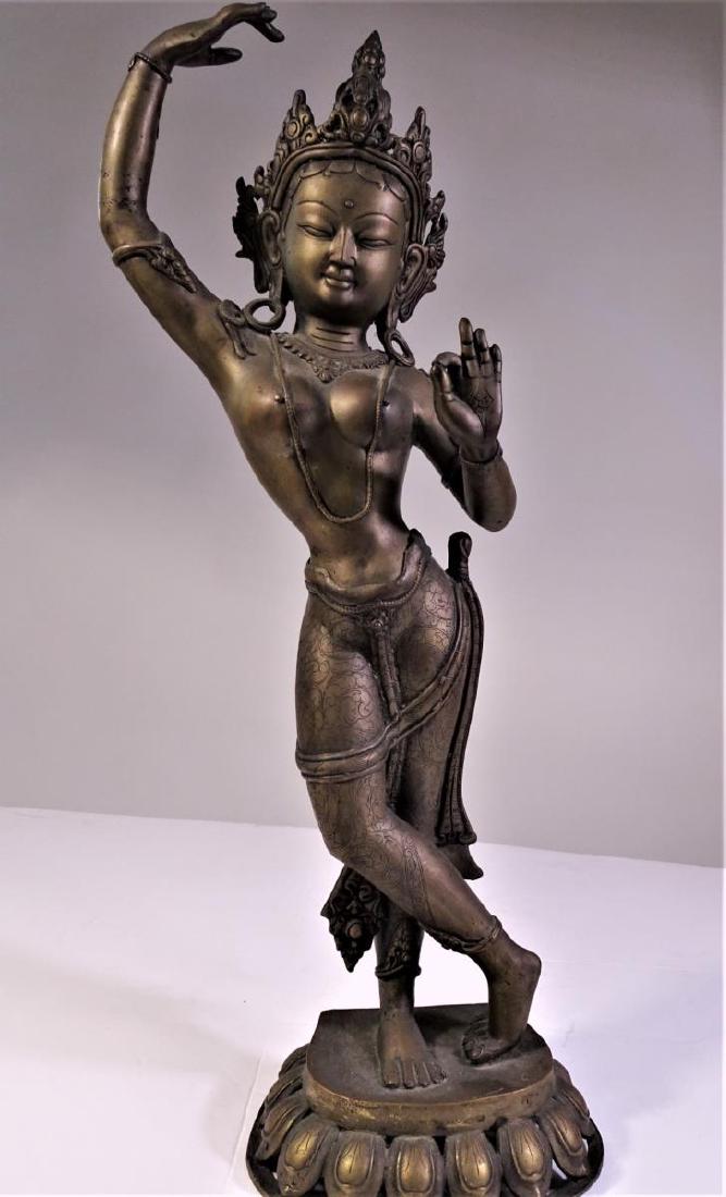 Indonesian Brass Nude Figure Dancing: Size: 8 x 4 1/2 x 21 1/2 in.