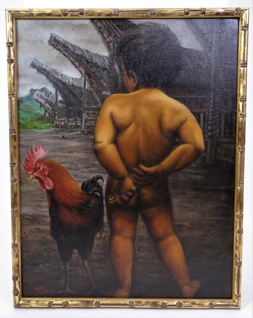 Syis Paindow (b. 1970) Indonesian, Oil on Board: Indonesian. Oil on Board. Signed bottom left corner. S: 23 x 17 1/2 in. O: 24 1/2 x 19 1/4 in.