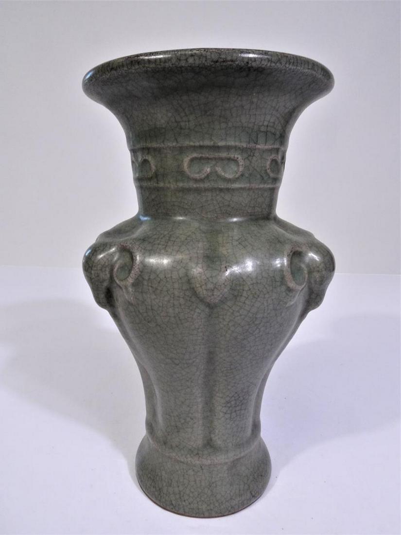 Chinese Green Crackleware Vase: Size: 8 3/4 x 5 in. Please contact Eamon at Premier Shipping and Crating for a quote to pack and ship at 941-358-9999 or email at info@premiershipment.com