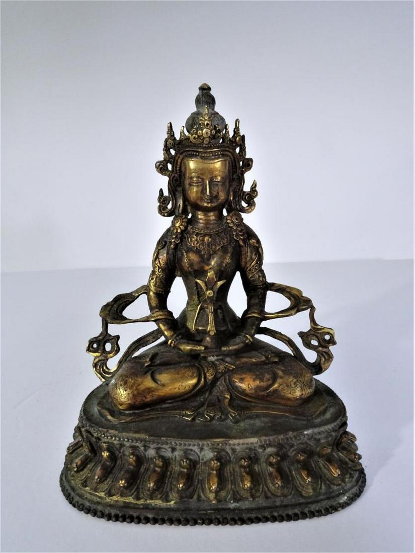 Gilt Bronze Seated Buddha: Size: 8 1/4 x 6 3/4 in. Please contact Eamon at Premier Shipping and Crating for a quote to pack and ship at 941-358-9999 or email at info@premiershipment.com