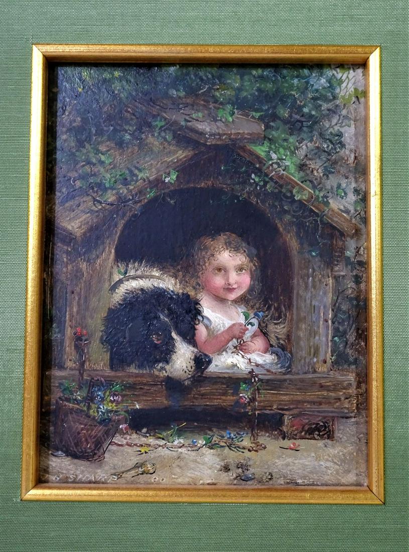 Joseph Henry Sharp (1859 - 1953) "The Dog House": Joseph Henry Sharp (1859 - 1953) "The Dog House", oil on board, signed bottom left hand corner. Overall size 13 x 11 1/2 in., sight size 5 x 6 1/2 in.Please contact Eamon at Premier Shipping and Creat