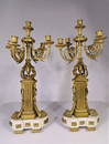 Pair French 19th C Marble Gilt Bronze Candelabras