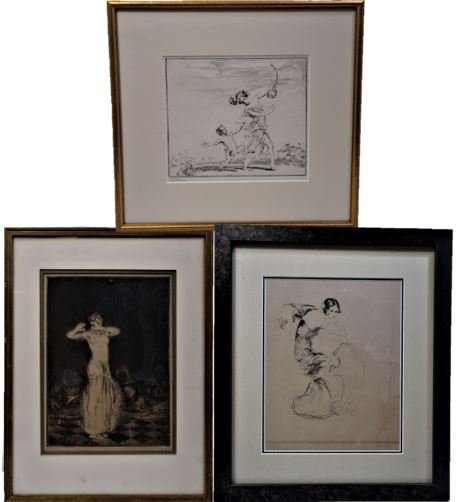 (3) Troy Kinney (1871 - 1938) Signed Etchings: All the etchings are signed in pencil. A footnote on one reads "Personal Copy". Two also include personal notes suggesting they were given by the artist himself as gifts to a close friend, and a note