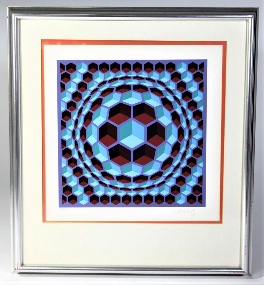 Victor Vasarely (Hungarian 1908-1997), Signed: Victor Vasarely (Hungarian 1908-1997), Signed limited edition lithograph numbered 123 of 250. Vasarely has received numerous important awards and honors, including the Guggenheim Prize, New York; Pain