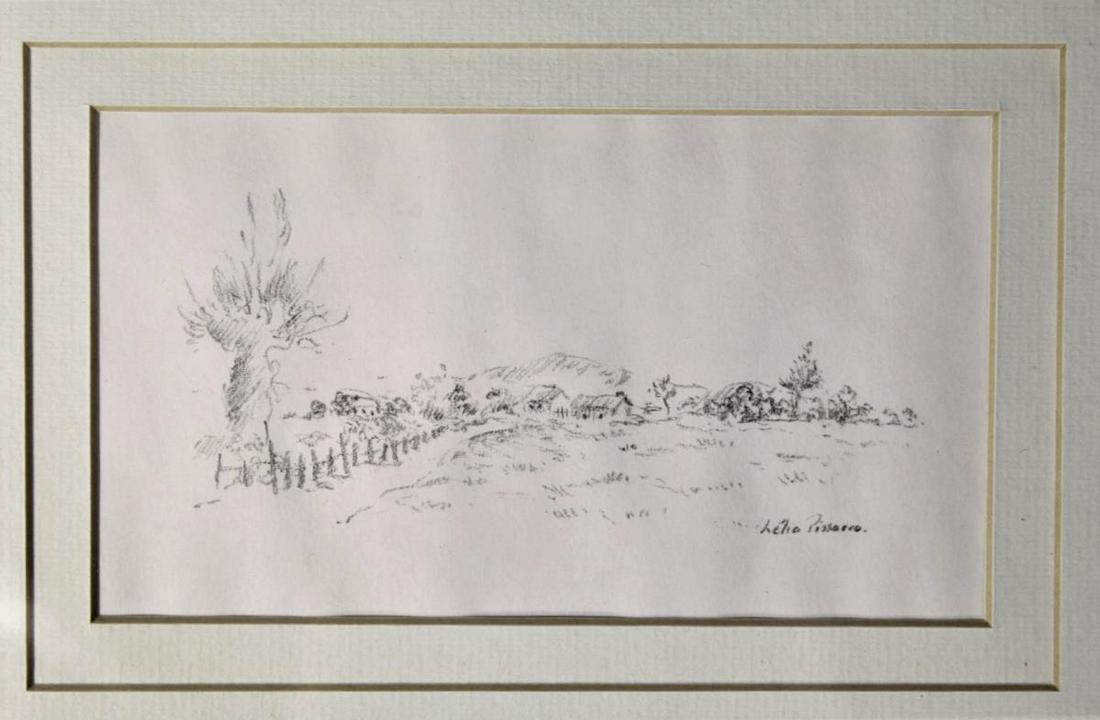 Signed, Lelia Pissarro (France, born 1963 ): Lelia Pissarro (France/UK, 1963 -) "Le Village de Jeremiet de Trodie", signed, pencil on paper. The daughter of H. Claude and granddaughter of Paulémile Pissarro. Her work has regularly been exhibite
