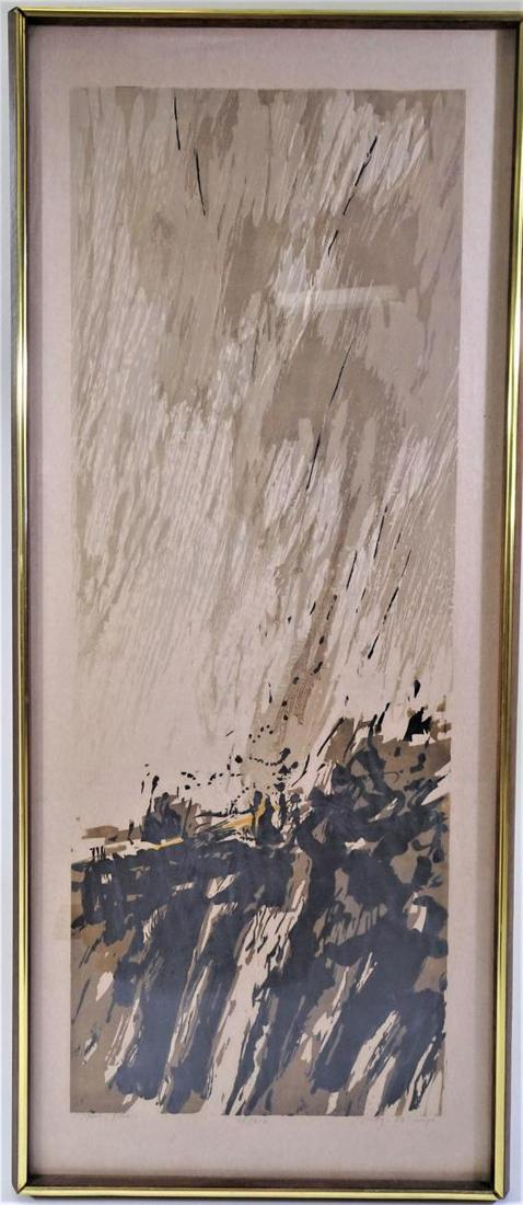 Signed Seong Moy (1921 - 2013) Serigraph: "Spring Rain" 1961 21/210 Size: S: 35.5 x 14.5 O: 38 x 16.5 Acquired in the 1960's and sold to the Isadore Gallery in Lancaster, Pennsylvania. Please contact Eamon at Premier Shipping and Crating for