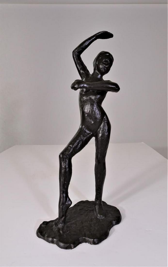 After Edgar Degas Bronze Statue of Ballet Dancer: Size: 17 x 7 1/2 in. Please contact Eamon at Premier Shipping and Crating for a quote to pack and ship at 941-358-9999 or email at info@premiershipment.com