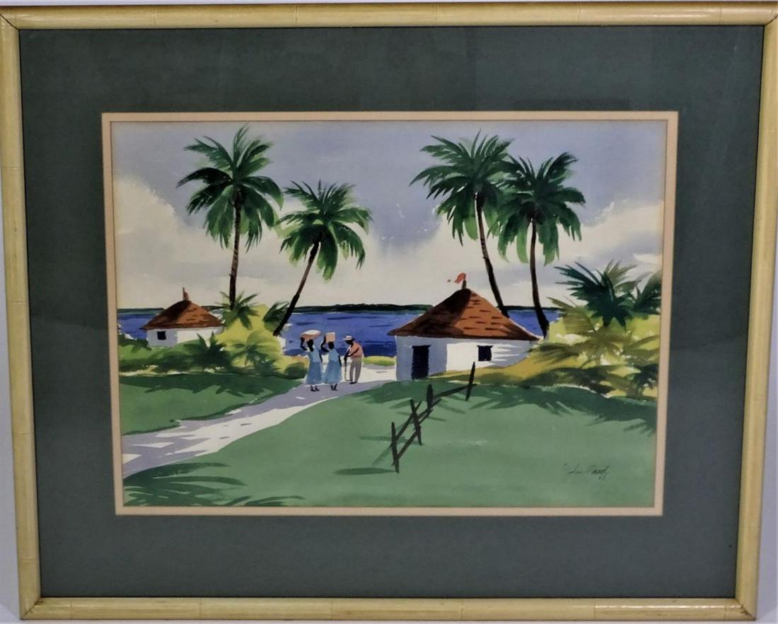John Ward, American 20th C Watercolor: John Ward, Watercolor Size; O: 28 x 34 in. S: 18 x 24 in. Signed bottom right Please contact Eamon at Premier Shipping and Crating for a quote to pack and ship at 941-358-9999 or email at info@premier