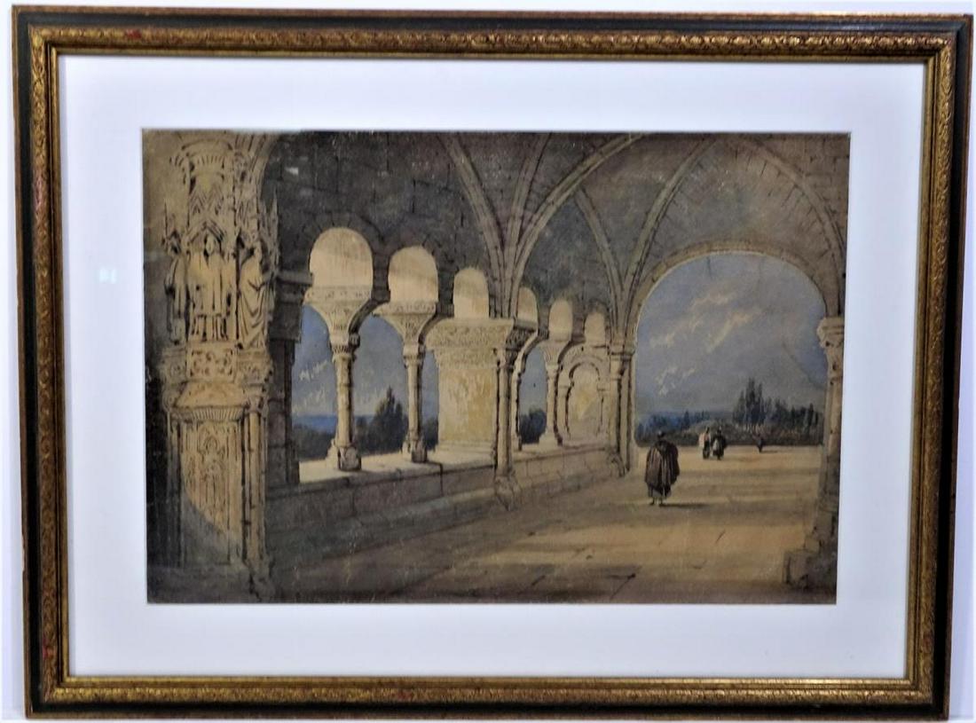 Attrib to John Sargent (19th C) British: Provenance verso. The overall size is 19 x 25 in. and the sight size is 13 x 18 1/2 in. Please contact Eamon at Premier Shipping and Crating for a quote to pack and ship at 941-358-9999 or email at in