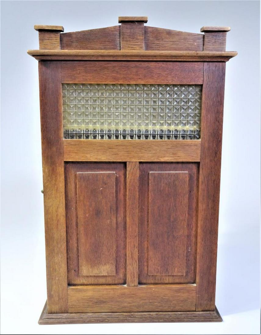 Antique Wooden Medicine Cabinet: Size: 15 x 6 x 23 in. Oak. Purchased in Benington Vermont, in the 60's. Please contact Eamon at Premier Shipping and Crating for a quote to pack and ship at 941-358-9999 or email at info@premiershipme