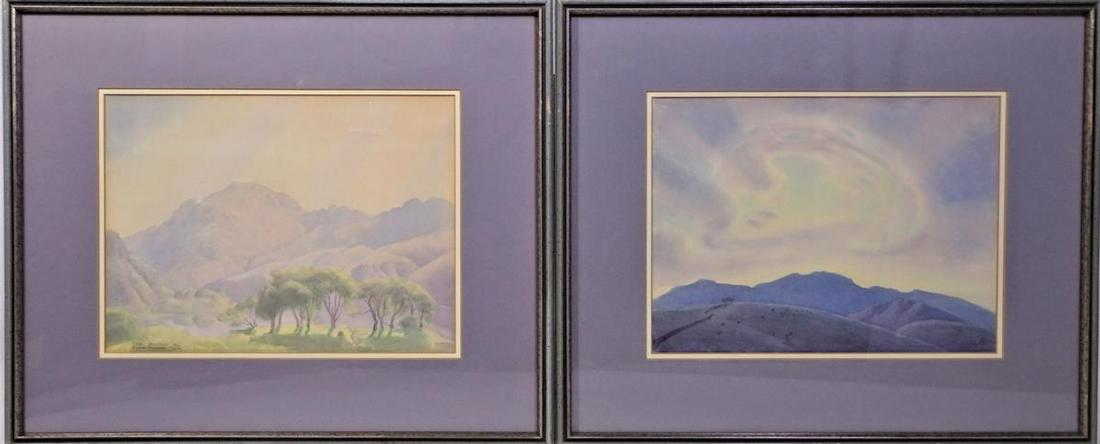 Delmar Harmood Banner (1896-1983) British, WC: Pair of watercolors. "Pillar & Ennerdale" May 1974. Lake District. Delmar Harmood Banner was born in Germany, but studied at Cheltenham, Oxford and the Regent Street Polytechnic School of Art between