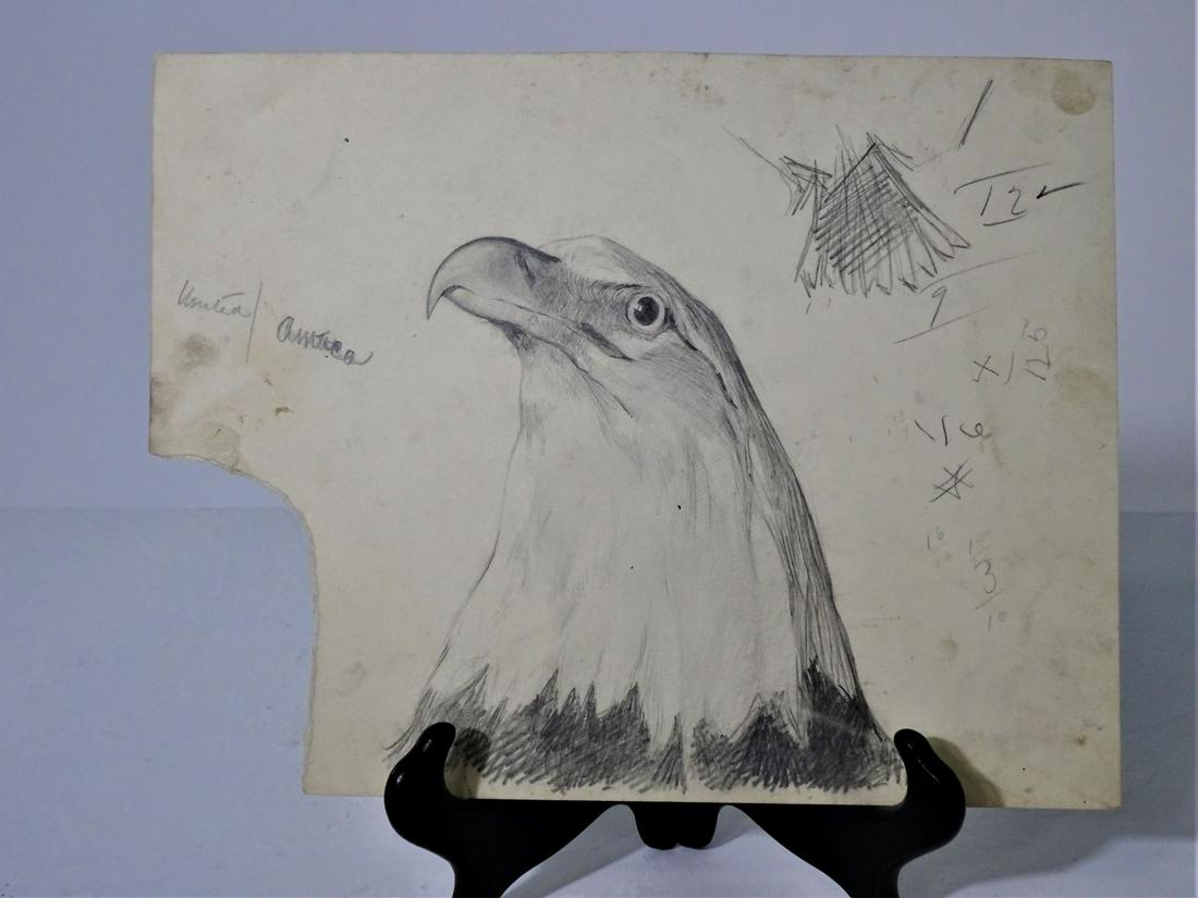 Frank von der Lancken (1872 - 1950), Pencil/paper: “Design for a Silver Dollar”, a double-sided drawing from the estate of Frank von der Lancken. This double-sided drawing was a design for a U.S. silver dollar, probably done in the early 1900’s.