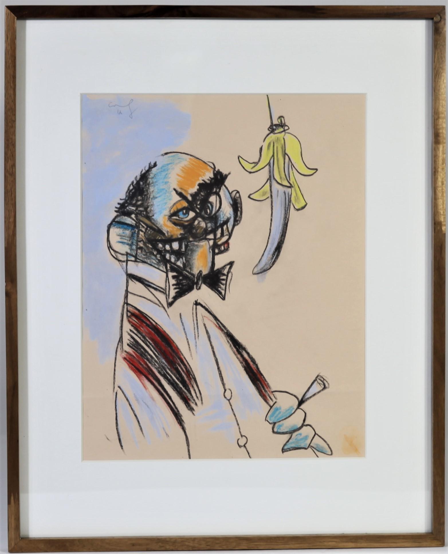 George Condo (B. 1957 - ) Pastel on Paper 2012: Untitled pastel on paper signed and dated 12 in upper left. His art reflects a psychological exploration of human nature, and his works are found in major collections around the world, including the M