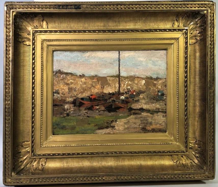 Jacob Hendricus Maris (1837 - 1899) Dutch O/B: Jacob Hendricus Maris (1837 - 1899) Oil on board signed in the lower right. Maris was a Dutch painter who belonged to the Hague School of painters, and a very influential landscape artist from the las