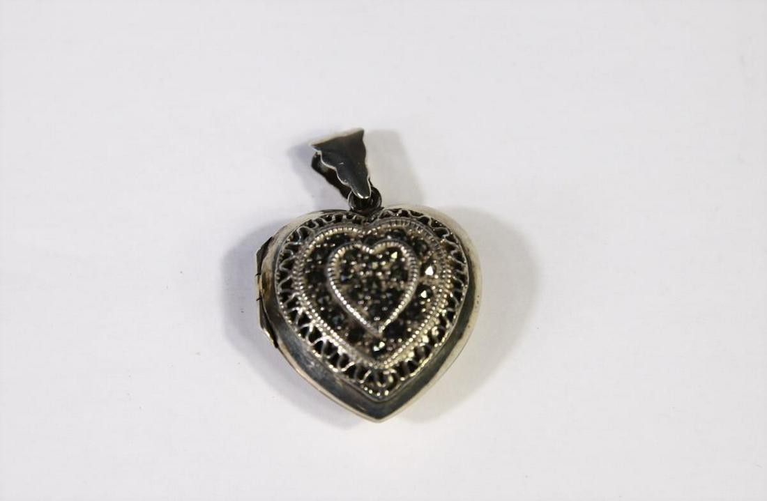 Sterling Silver Maracasite Heart Locket: 10g