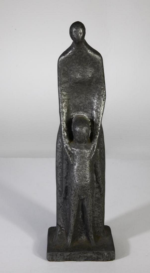 Jason Seley (1918-1983) Bronze Figure with Silver: Modern Bronze Figure with Silver Abstract Sculpture with figures. Signed. Seley. Immaculate condition. Seley taught at Cornell University for many years and served as dean of the College of Architectu