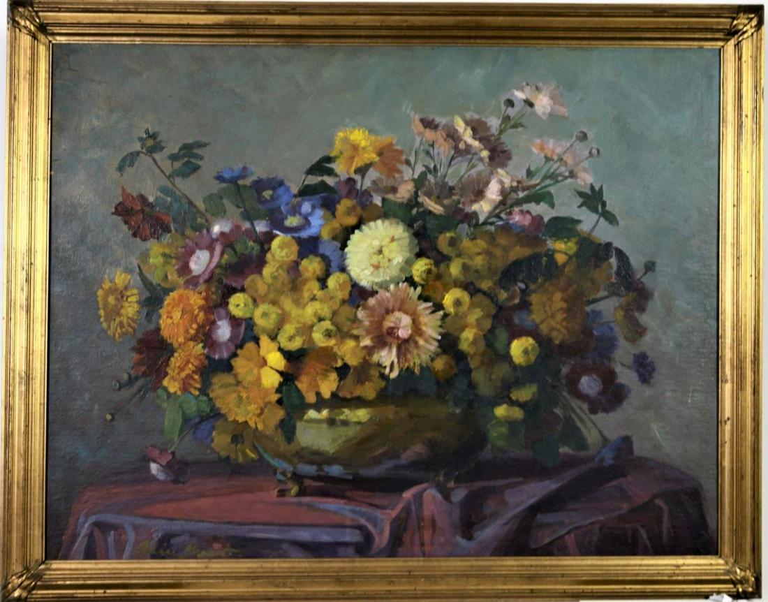 Alice Best, (1870-1926) American, O/B: Still life signed lower left. Best moved to San Francisco where she married Arthur Best, an artist, and from 1897 to 1920, they ran the Best School of Art at 1625 California Street. She also lectured 