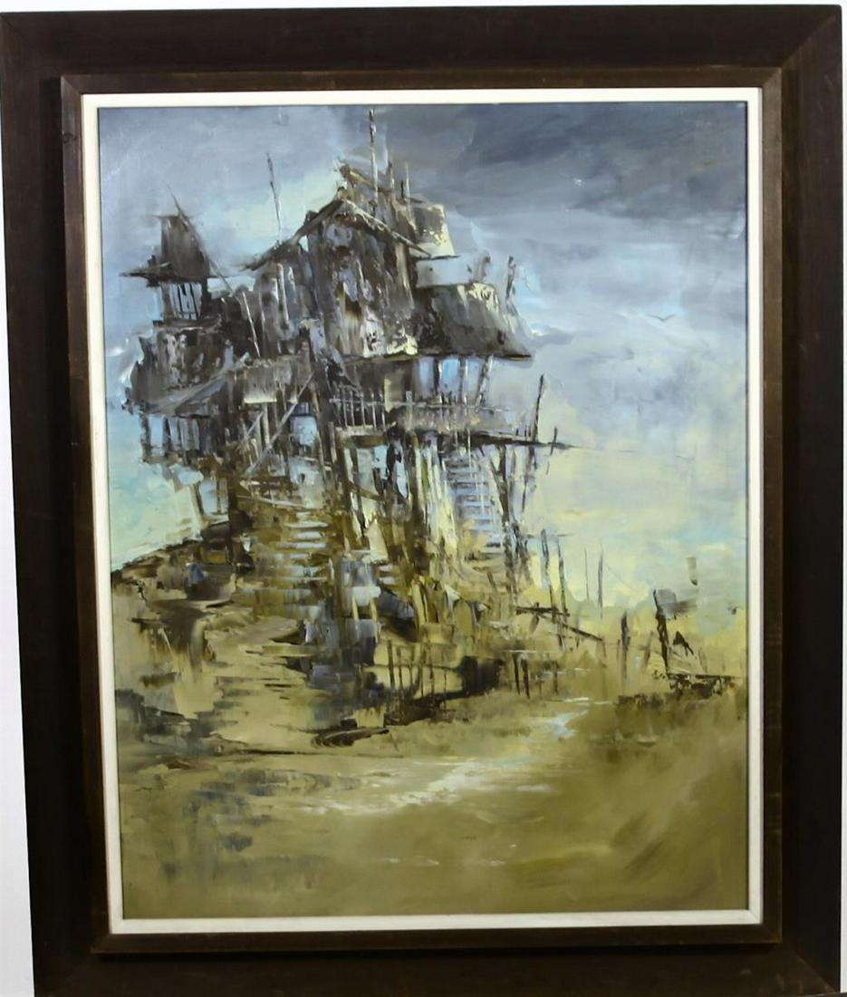 Don Clausen (California b 1930) "Frank Lloyd Clausen": San Francisco Bay Area Abstract Expressionist. Inscribed "Frank Lloyd Clausen" on verso. Clausen exhibited extensively in California and on the East Coast. He showed his work for twenty years at Zantm