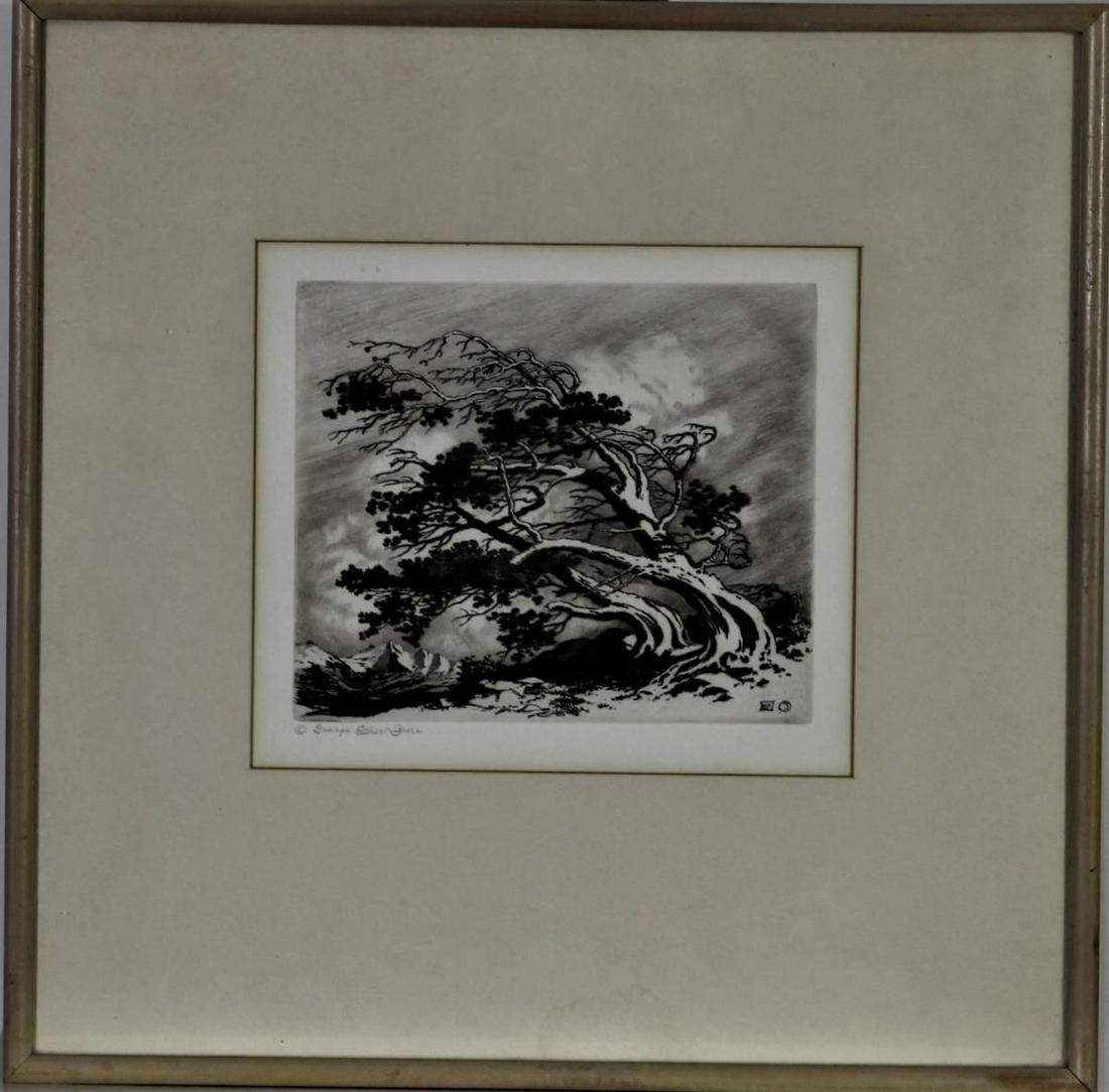 George Elbert Burr (1859-1939) American, Etching: Signed lower left. O 14.5 x 14.5 in. S 7 x 8 in.