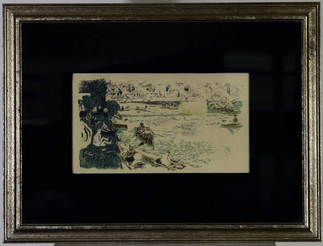 Pierre Bonnard (1867-1947) French, Lithograph: Signed verso. Litho. O 14.5 x 21.5 in. S 7 x 11 in. "Picnic Day"