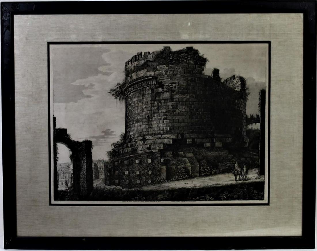 Luigi Rossini (1790-1857), Roma Etching 1822: O 29 x 37 S 19 x 25 Tomba di Cecelia Metaua