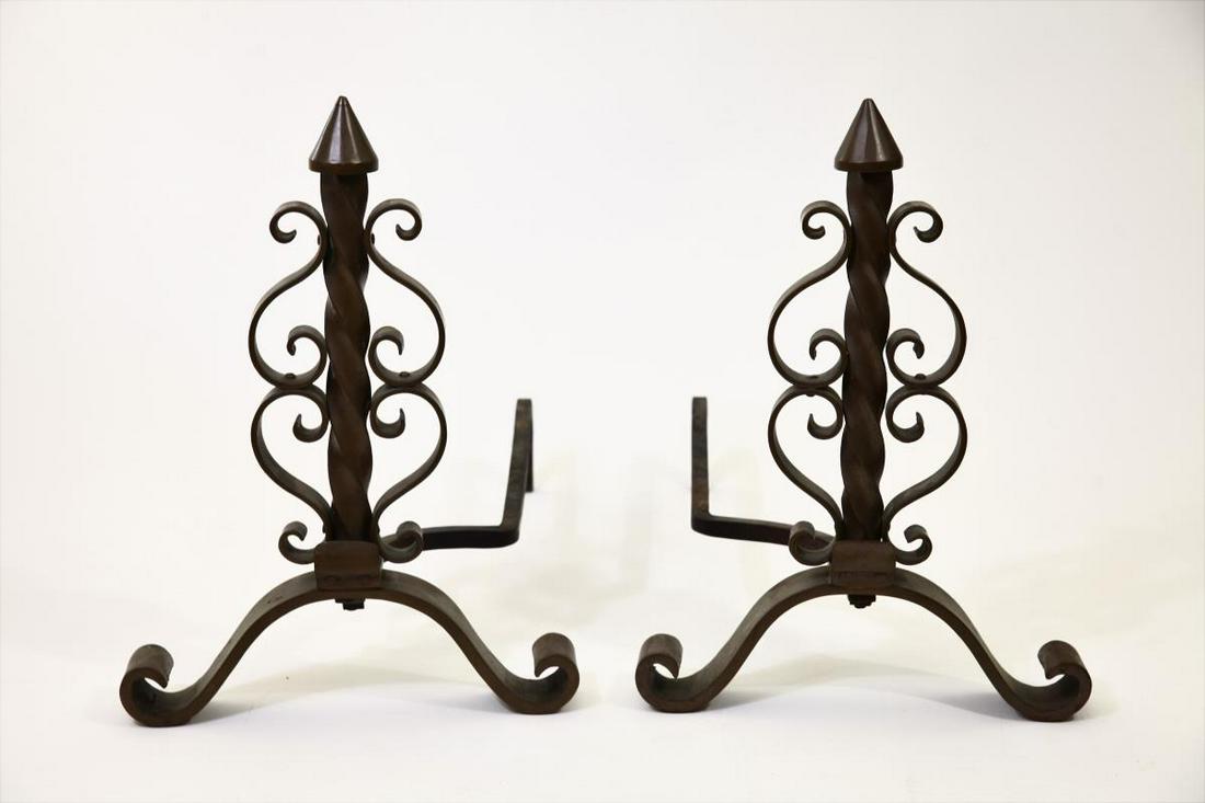 Copper Weiner Werkstatte / Josef Hoffmann Andirons: Size: 13 1/2 x 21 x 18 3/4 in. 19th C. Austrian copper
