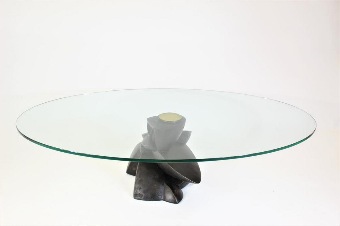 Roche Bobois Bronze and Glass Coffee Table: Roche Bobois is a world leader in furniture design and distribution. Working closely with renowned designers such as Marcel Wanders, Kenzo Takada, Ora Ito, Cédric Ragot, Sacha Lakic, Christophe Delco