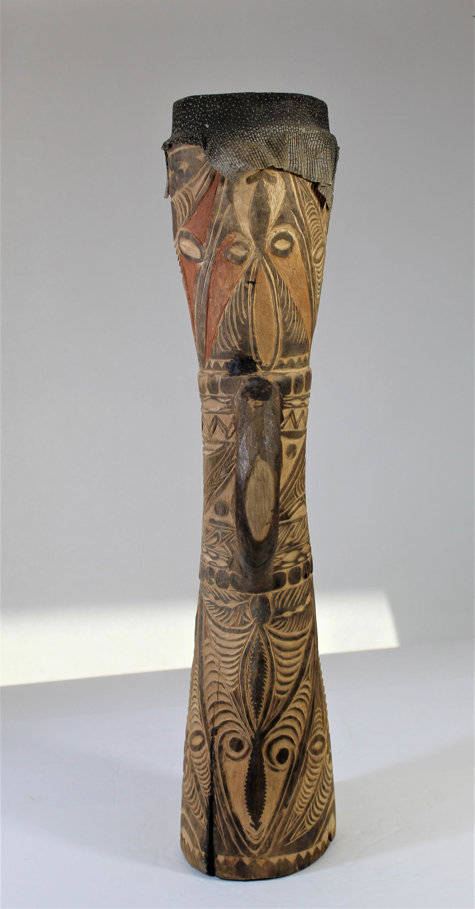 Snake Skin Wood Hand Drum: Size: 25 1/2 in.