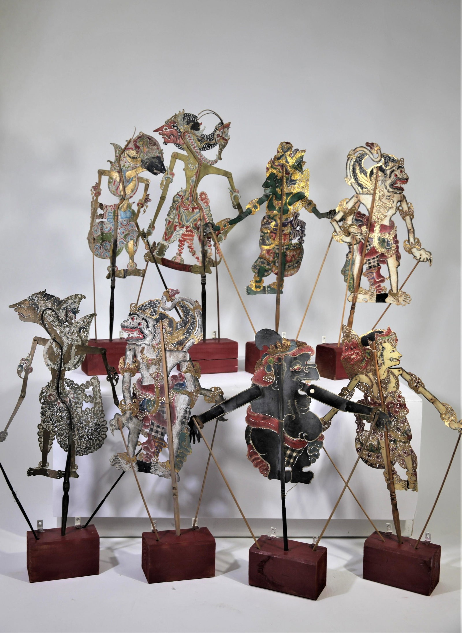 Group of 8 Indonesian Puppets: Various sizes