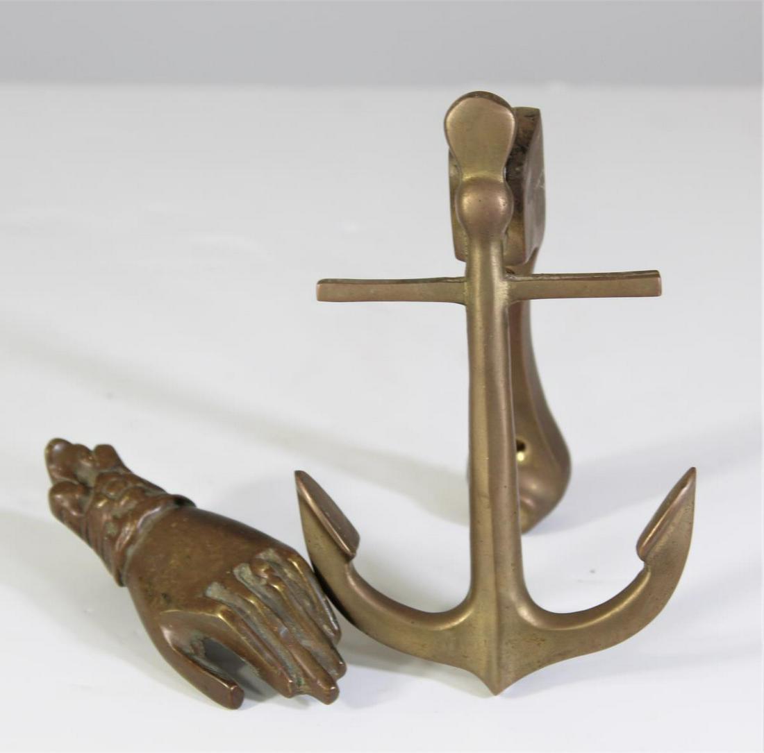 Heavy Brass Door Knockers: Brass. Both under 7 in.