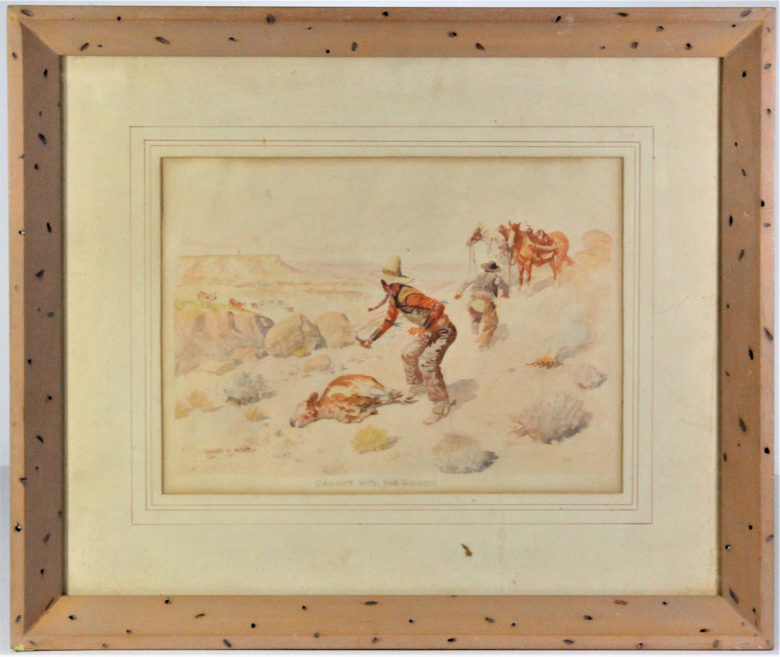Leonard Reedy (1899 -1956) American, Watercolor: This is an appealing watercolor by Leonard Reedy, an American artist who studied art in Chicago and was influenced by Frederic Remington, the great American Western painter. Reedy was not affluent and
