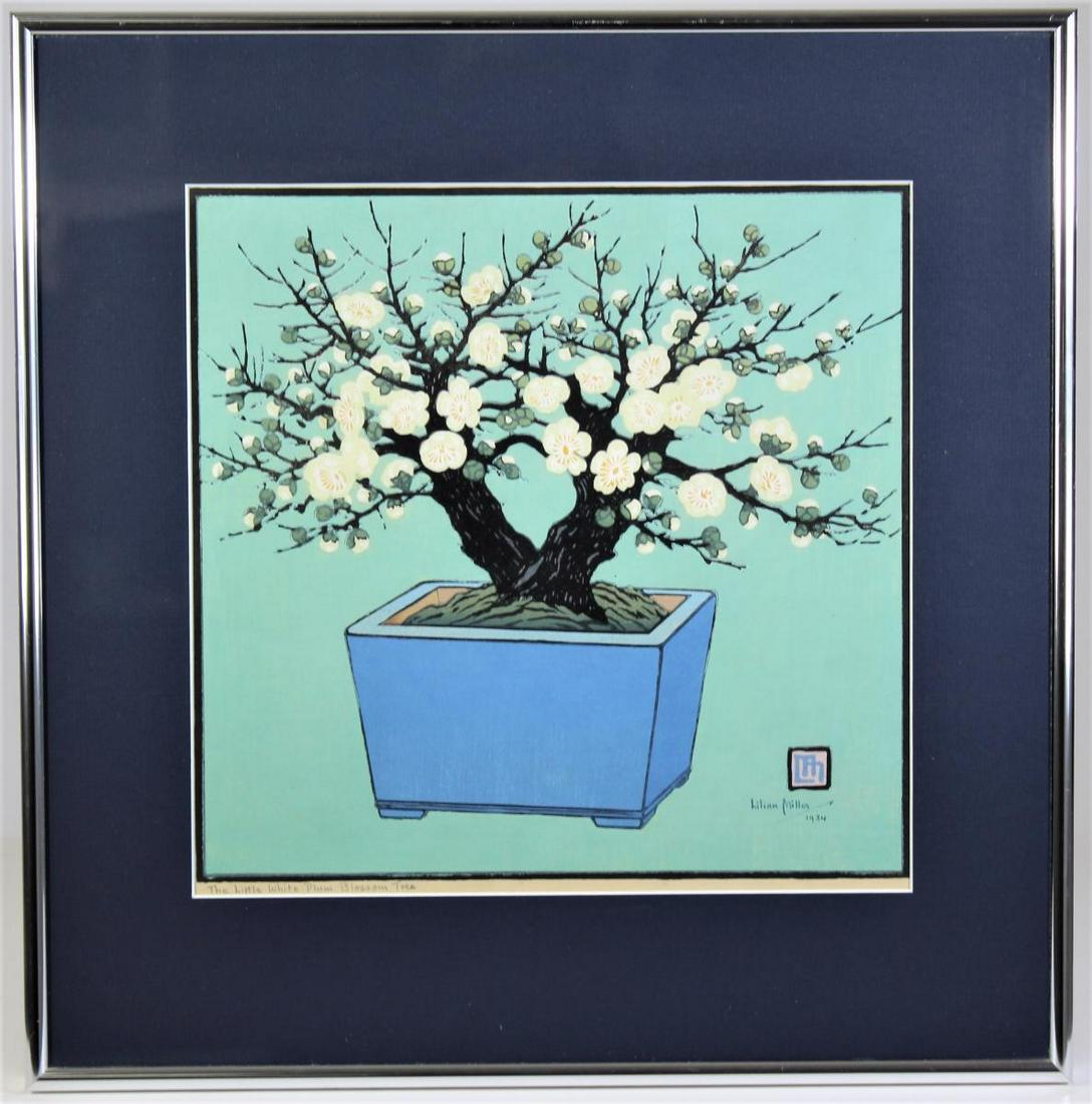 Lilian May Miller (1895-1943) American, Woodblock: This is a woodblock entitled "The Little Plum Blossom Tree" by Lilian May Miller, an American who was born in Japan, but her dad was an American diplomat, so she was considered an American citizen. Sh