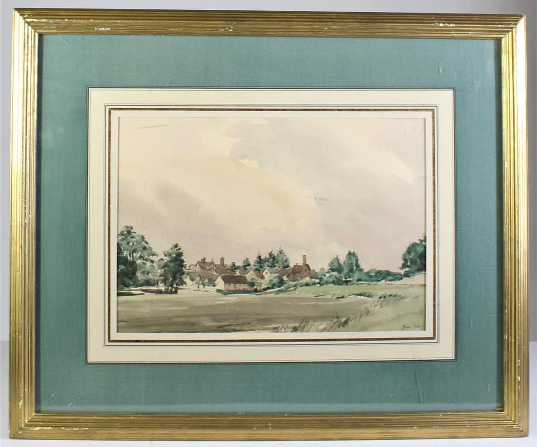 Muirhead Bone (1876-1953) Scottish, Watercolor: This is a watercolor by Muirhead Bone, a Scottish artist who specialized in etchings and watercolors and became known for his depictions of industrial and architectural subjects. He was also a war art