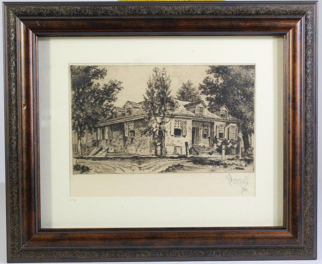 Joseph Pennell (1857-1926) American, Etching: This is an etching by Joseph Pennell, a noted American artist and author. He was born in Philadelphia, moved to London, taught at the Art Students League of New York, and made etchings that depicted l