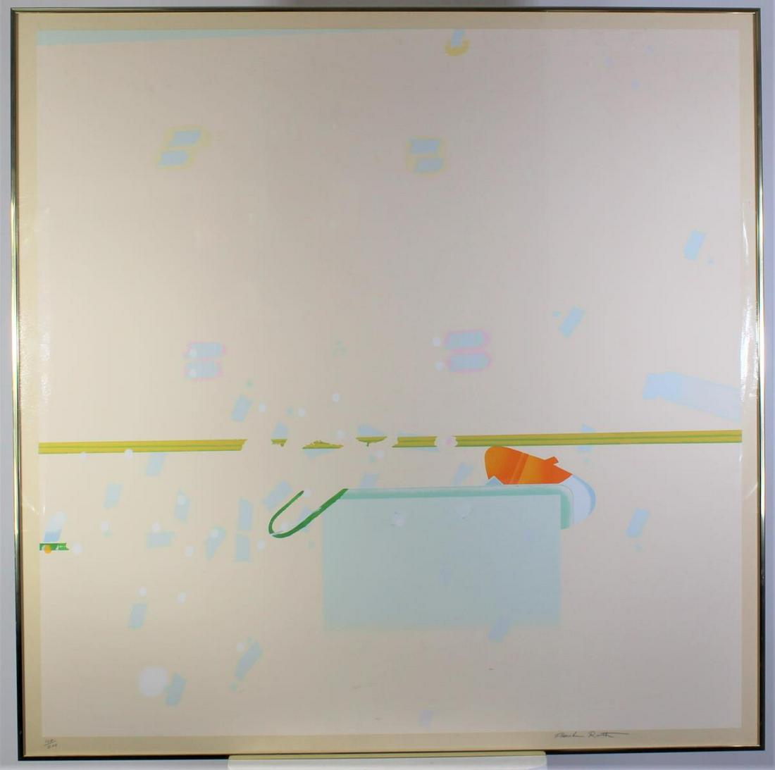 Frank Roth (1936 - ) American, Abstract Lithograph: This is a large abstract color lithograph by Frank Roth, an American painter from Boston. He studied at Cooper Union Art School in New York and had his first solo exhibition in 1958. He started with a