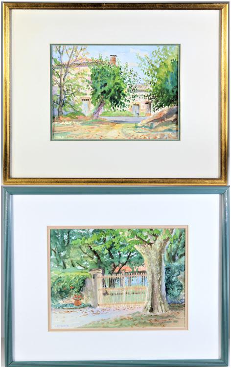 Harry Simpson (20th C.) American, (2) Watercolors: Here are two watercolors by Harry Simpson, a California artist who was born and raised in Marin County. He taught art and has an impressionistic style. Both are signed in the lower left. The overall s
