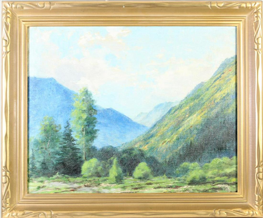 Grace Alice Milner Hawkins(1869-1944) American O/C: Signed lower right, Western landscape. Grace Alice Milner Hawkins was active/lived in Montana, Wisconsin, California. The artist is known for her landscape painting. Overall size: 20 1/2 x 24 3/4 in S