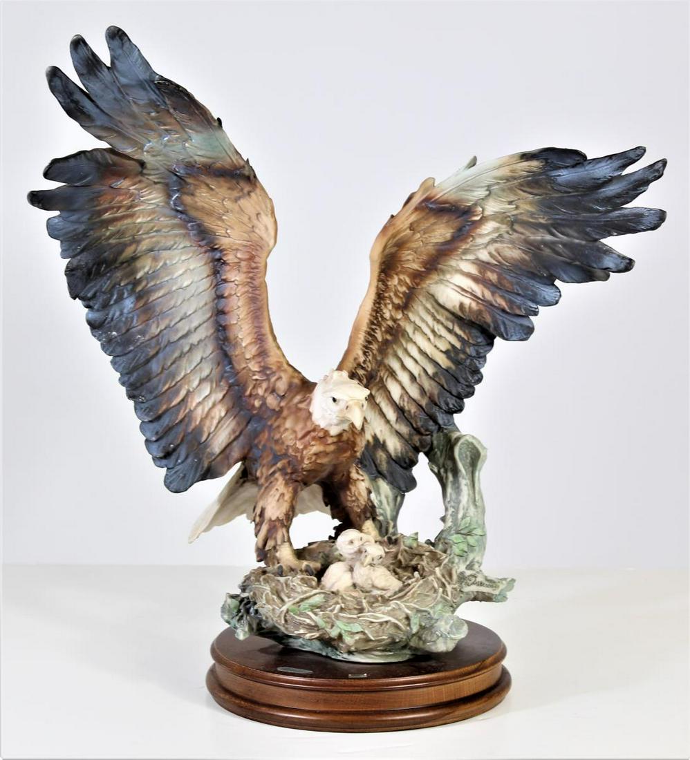 Giuseppe Armani (1936 - 2006) Italy, Eagle Statue: Size: 17 x 16 in. 10 in deep. Giuseppe was born in Italy and was interested in drawing and art at a very young age. He is focused on the detail and realism of everything he creates, showing his true t