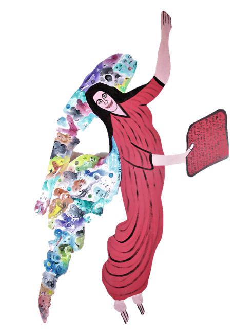 Howard Finster (1916-2001) Mixed Media: Mixed media. Flying angel . Signed verso in pencil Size: 41 x 21 in.