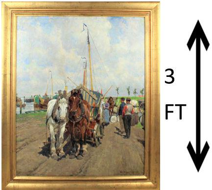 Frans Van Leemputten (1850-1914) Belgium O/C: Frans Van Leemputten was a Belgian Realist painter who specialized in landscape paintings of the Campine and Brabantine regions in Belgium as well as scenes with villagers and animals.Overall size: 38