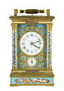 Important 19th C French Champleve Carriage Clock