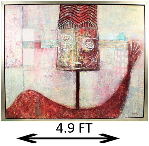 Hector Frank (b. 1961, Cuban) O/C: Abstracted figure waving, oil on canvas. Despite international acclaim as one CubaÂ’s foremost living artists, Havana born Hector Frank never received a professional artistic education yet speciali