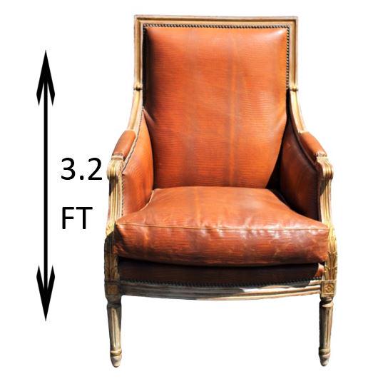 Leather Arm Chair: Leather arm chair with nailhead trim, carved wood.Measurements: 25 3/4 x 29 x 38 1/2 in. Please note that all sales are final and no refunds will be given under any circumstances. Sarasota Estate Auct
