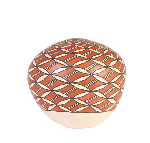 J. Garcia (20th C) Acoma Pottery Jar: Native American Acoma Pueblo jar decorated with a rain and butterfly pattern, a design made popular by Grace Chino. Size: 4 x 5 in. Please note that all sales are final and no refunds will be given un