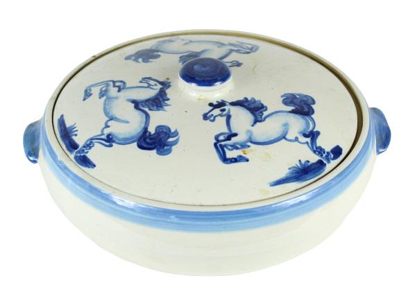 M.A. Hedley Casserole Dish with Horses: Measurements:Diameter: 14 in. Height: 5 in. Please note that all sales are final and no refunds will be given under any circumstances. Sarasota Estate Auction provides condition reports as a courtesy 