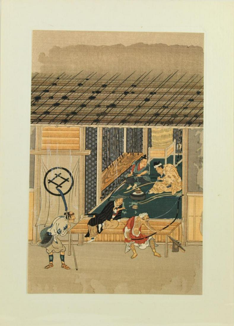 Mitsuoki Tosa (Japan, 1617-1691) Woodblock Print: A bow-maker.A bow-maker. Tosa is known in Japan for his woodblock paintings.,br/>Sight size: 12 x 7 3/4 in.Please note that all sales are final and no refunds will be given under any circumstances. Sa