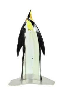 Peter Stuhr (b. 1951) Danish, Glass Sculpture: Signed hand painted glass sculpture of a penguin.Sculptor. Graduate of the Art Academy of Denmark. Studied with Richard Mortensen and Albert Mertz.Size: 11 1/2 in. HPlease note that all sales are fina