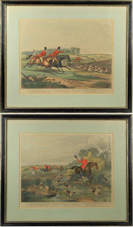 Antique Hand Colored Etchings: Bachelors Hall. After Francis Calcraft Turner (1795-1846) British. Size of both:Overall size: 17 1/4 x 20 1/4 in.Sight size: 11 1/2 x 14 1/2 in. Please note that all sales are final and no refunds wil